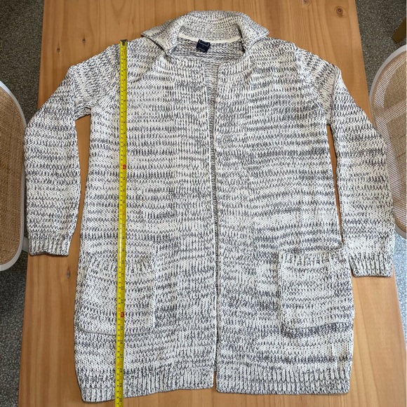 Gap, size Small: open-front marled cardigan sweater with collar, pockets - Picture 1 of 4